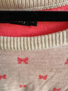 Pink Bow Print Sweater