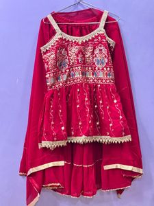 Stunning Red Embellished Kurta Set