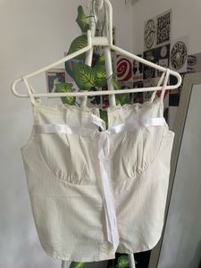 White Lace Trim Corset Top