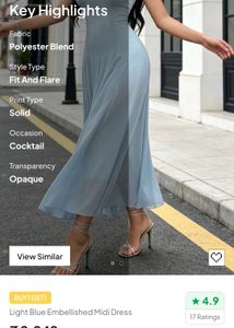 Light Blue Embellished Midi Dress