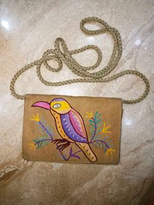 Embroidered Bird Sling Bag