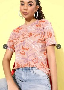 Peach typography Tshirt Roadster