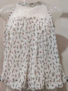 Chic Floral Halter Top with Embellished Neckline