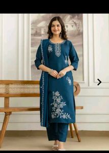 Elegant Teal Embroidered Kurta Set