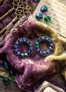 New Vintage Iridescent Hoop Earrings Flat Lay
