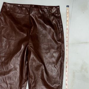 Brown PU faux-leather pants