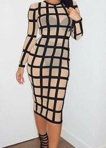 Knee Length Mesh Bandage Party Dress