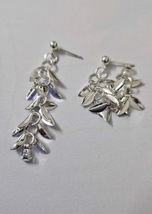 Silver Leaf Dangle Earrings