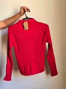Chic Red Cable Knit Cardigan
