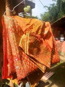Women's Traditional Art Silk Saree Kanjivaram Style With Blouse Color:Gold