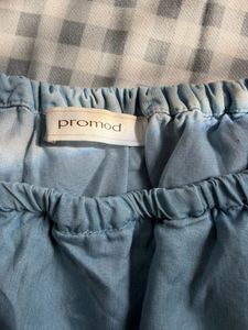 Promod Light Blue Off-Shoulder Chambray Dress