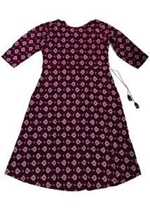 purple Printed Kurta Set with White Pants