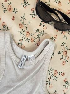 White Ribbed vest Top