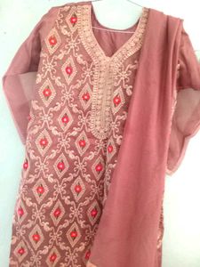 Embroidered Kurta Set with Dupatta and Salwar