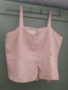 Chic Pink Button-Up Tank Top never used