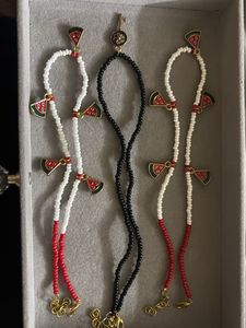 Beaded Watermelon Charm Necklace Set