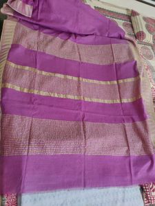 Beautiful Purple Saree with Golden Border