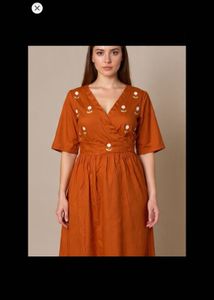 Embroidered Orange Kurta Set