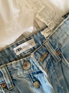 Zara High Waisted Jeans &amp; White Blouse
