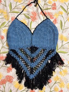 Boho Crochet Fringe Halter Top