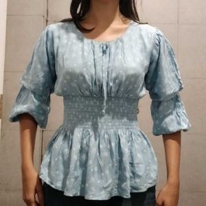 Babyblue Floral Cute Top (Women's)