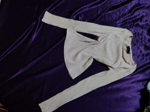Ribbed Long Sleeve Cream Cropped Top