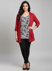 Red Floral Top & Cardigan Set