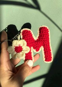 Handmade Crochet Letter M Keychain