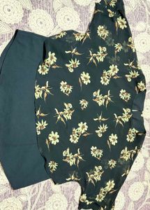 Stylish Navy Blue Floral Print Layered Top 💙