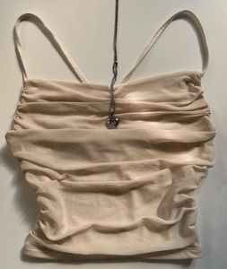 Sheer Ruched Cream Top