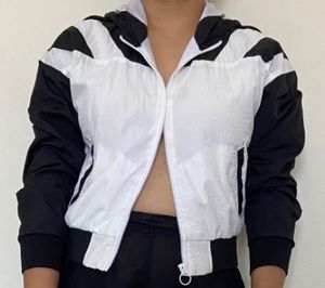 Black And White Stripe Jacket/crop Top