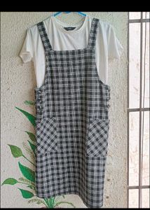 Checkered Pinafore Dress🖤🤍