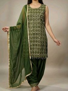 Elegant Green Sequin Salwar Suit