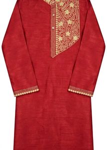 man's red sherwani