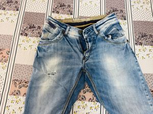 Spykar Men's Blue Distressed Wash Jeans
