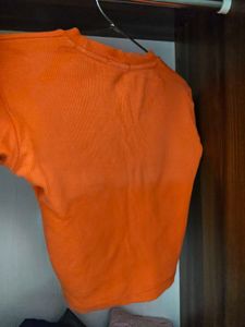 Orange Ribbed Crop Top