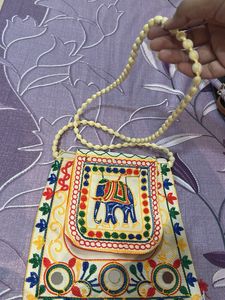 Jaipuri Embroidered Elephant Crossbody Bag