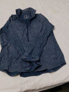Men's Blue Patterned Button-Down