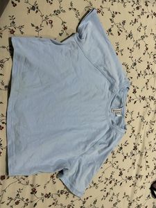 h&m baby blue crop top