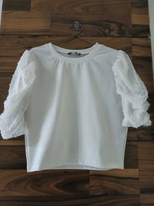 White Puff Sleeve Top