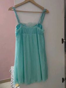 Aqua Blue Lace Trim Nightgown