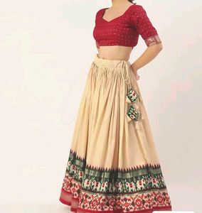 Off-White Patola Print Lehenga Set with Dupatta