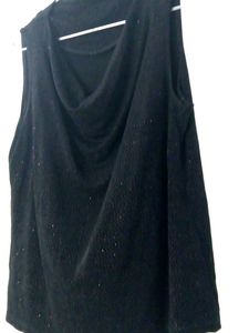 🪩Black Sleeveless Shimmer Drape Top✨ Discount 👇