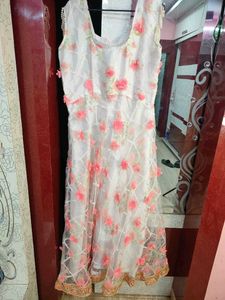 Elegant Floral Applique Ethnic Gown