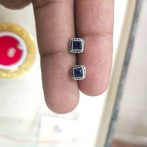 92.5 Square Blue cut stone Stud Earrings