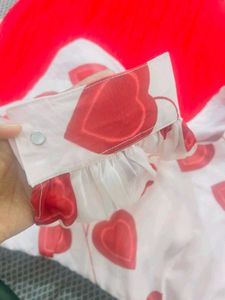 Red &amp; White Heart Print Dress