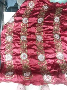 Embroidered Red Fabric Piece