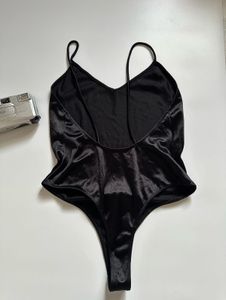 Sleek Black Satin Bodysuit