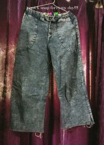 Unique Acid Wash Wide Leg Jeans