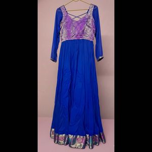 Elegant Blue & Purple Maxi Dress